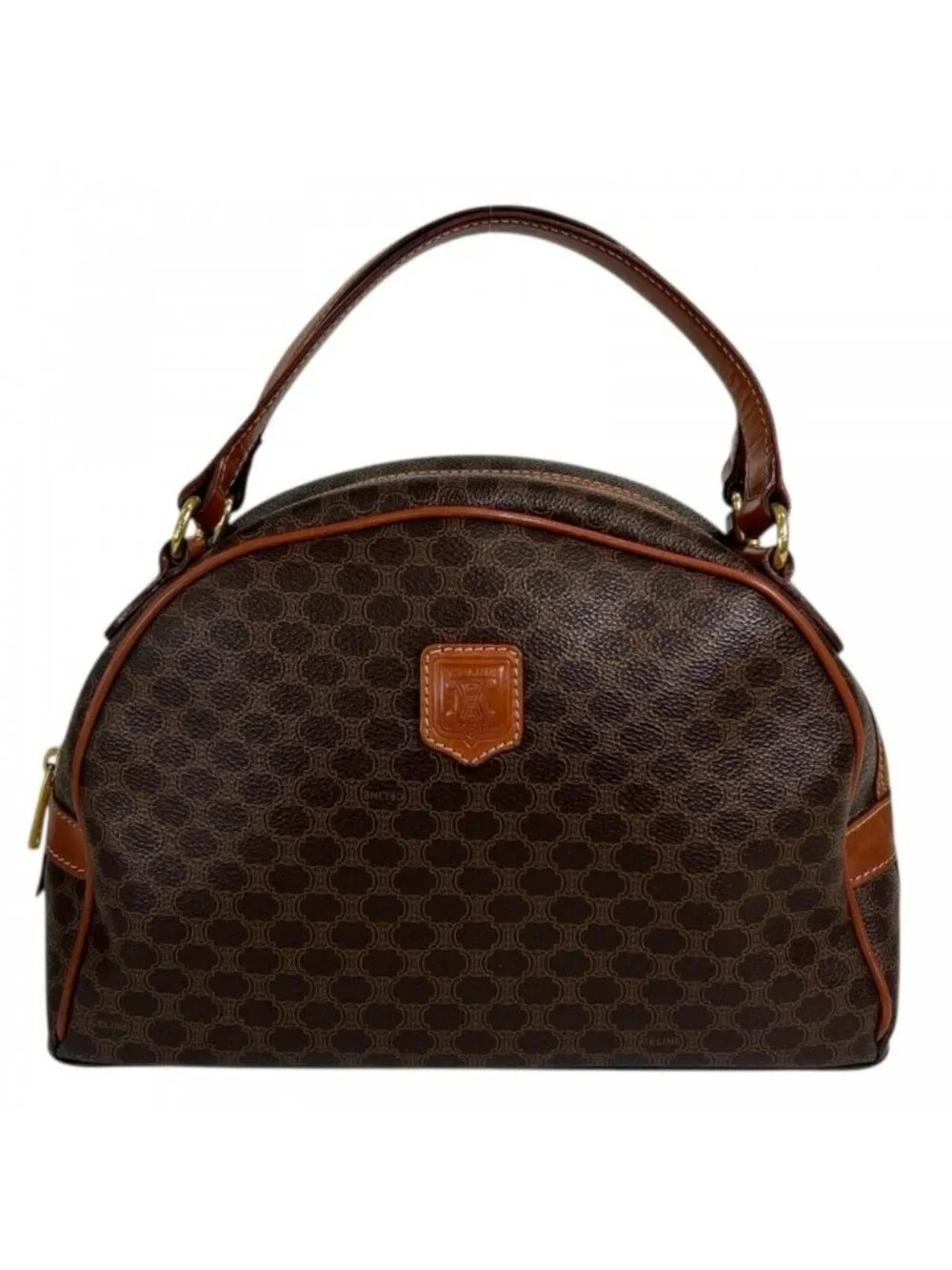 Celine Shoulder Bag Macadam Leather Brown Gold
